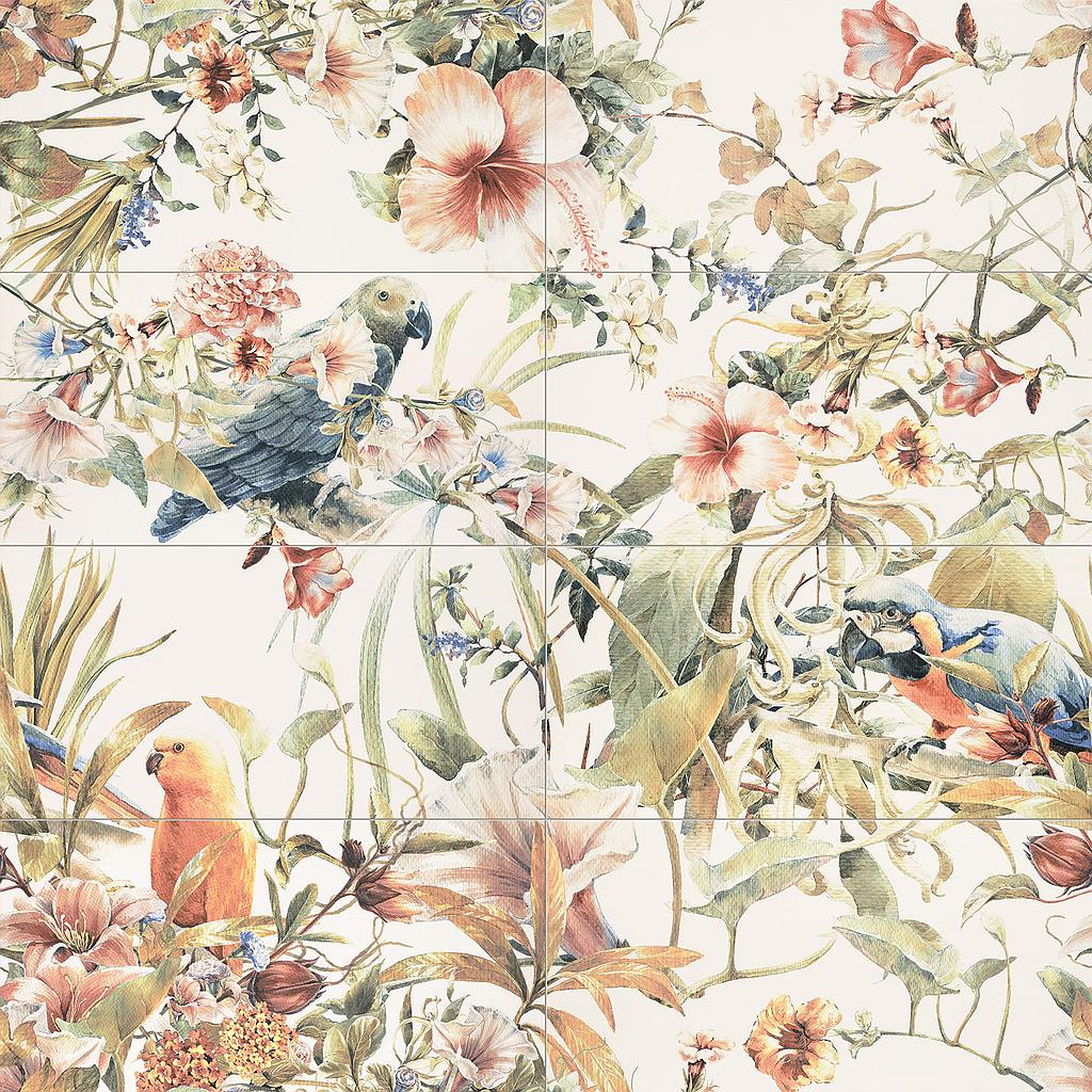 Wall Picture 8-elements Modern Pearl parrots 119,8x119,8x10mm (4'x4')